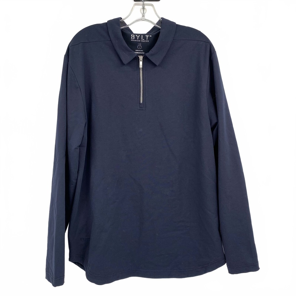 BYLT Blue Short Sleeve Tee Quarter Zip | Mens L